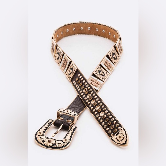 Unisex Genuine Leather Rodeo Concho Western Statement Belt - Picture 2 of 2